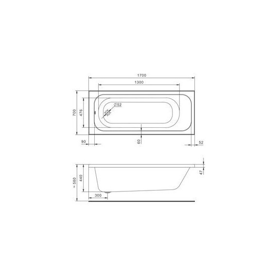 Ванна акриловая Santek Ламма 170x70 см 1.WH50.1.747, Размер - мм: 1700х700 фото 3