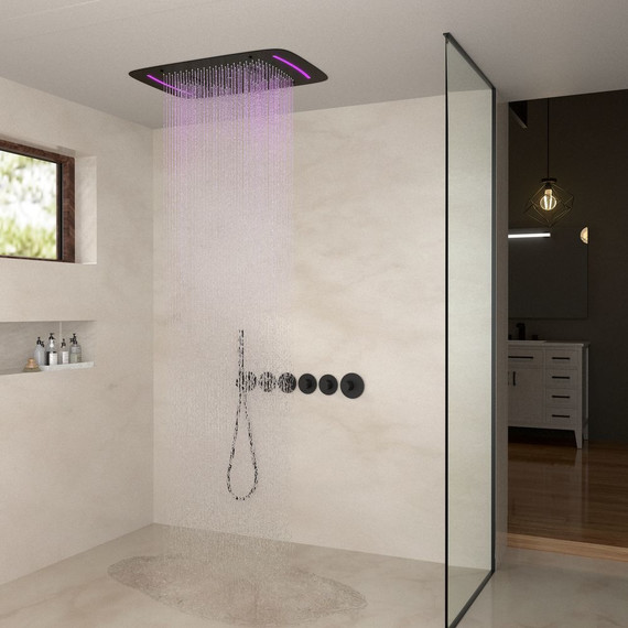 Душевая система для душа с термостатом Timo Saona SX-2319/03SM, чёрный фото 8