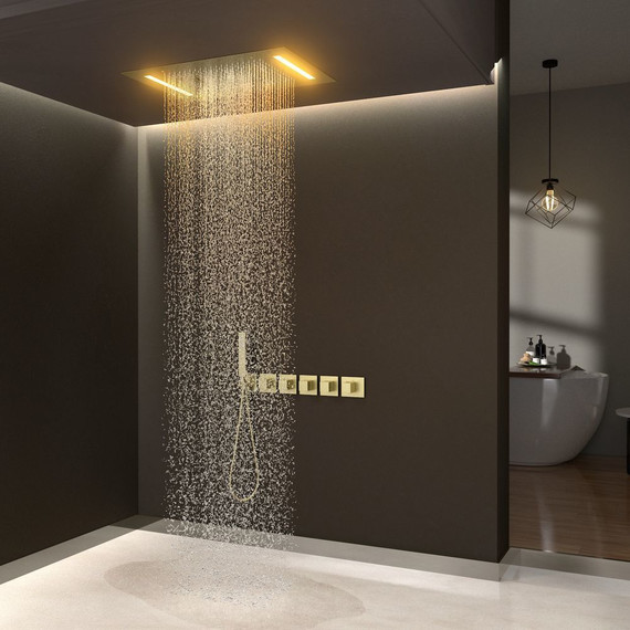 Душевая система для душа с термостатом Timo Petruma SX-5229/17SM, золото матовое фото 2