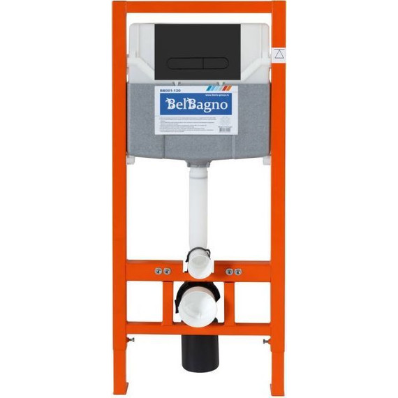 Инсталляция для унитаза BelBagno BB001-120/BB007-PR-NERO.M (кнопка Prospero, цвет черный матовый) фото 2