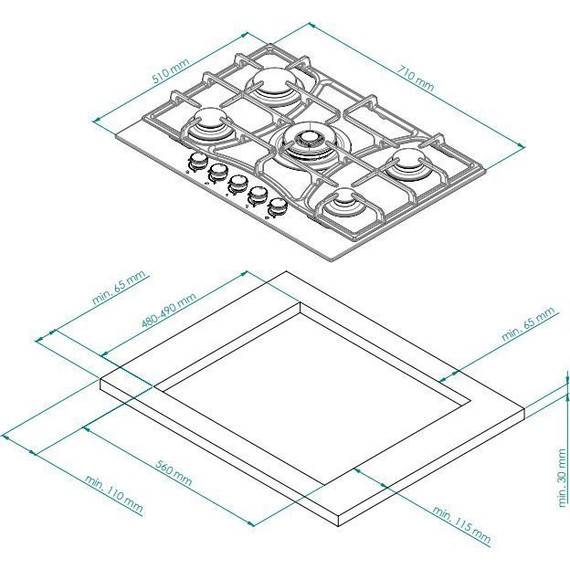 Газовая варочная поверхность Kuppersberg FS 703 C Bronze фото 6