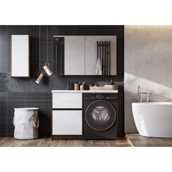 Тумба напольная с раковиной-столешницей Акватон Лондри 120 см 1A2669K2LHDR0 (раковина слева) дуб рустикальный/белый фото 8