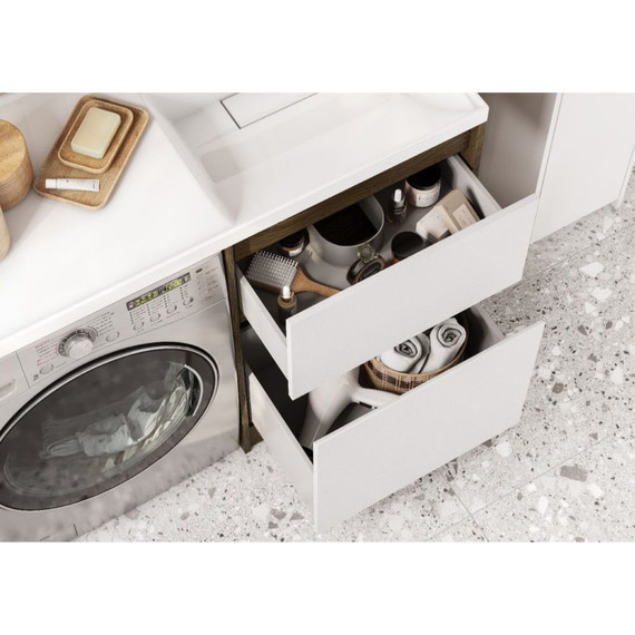 Тумба напольная с раковиной-столешницей Акватон Лондри 120 см 1A2669K2LHDY0 (раковина справа) дуб кантри/белый фото 6