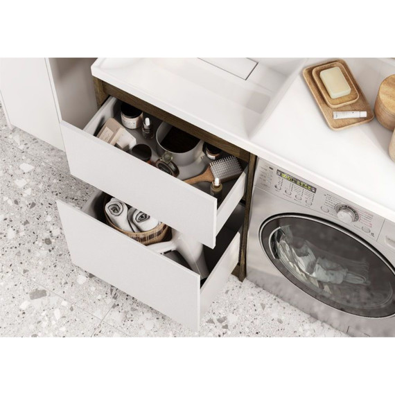 Тумба напольная с раковиной-столешницей Акватон Лондри 120 см 1A2669K2LHDY0 (раковина слева) дуб кантри/белый фото 6