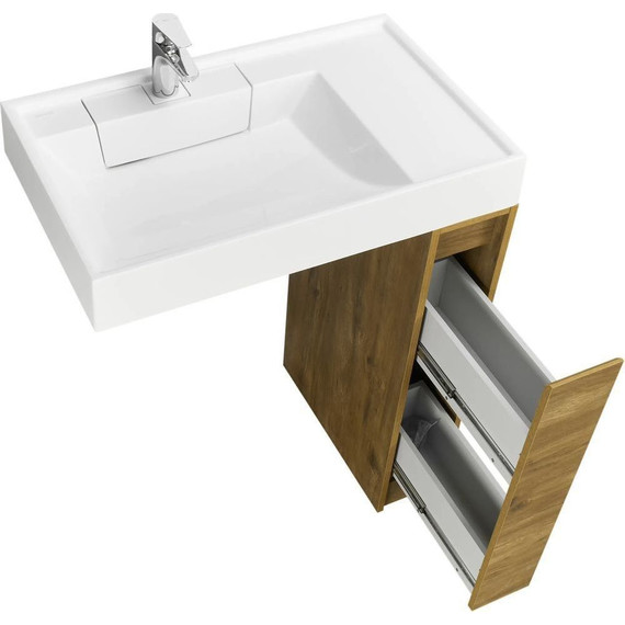 Тумба напольная с раковиной-столешницей Акватон Лондри 80 см 1A2671K1LHDR0, дуб рустикальный фото 6