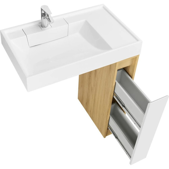 Тумба напольная с раковиной-столешницей Акватон Лондри 80 см 1A2671K2LH0C0, дуб сантана/белый - 6 Тумба напольная с раковиной-столешницей Акватон Лондри 80 см 1A2671K2LH0C0, дуб сантана/белый фото 6