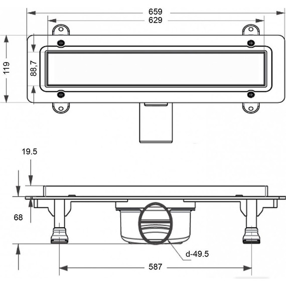 Трап Loranto Prime Skala Deluxe 60 см 4028.0Y050K.060.1 хром (под плитку), Цвет производителя: хром, Размер трапа: 600 фото 2