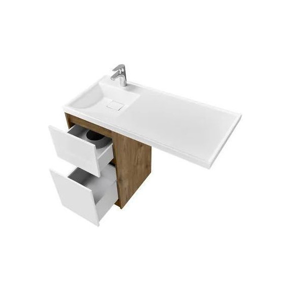 Тумба напольная с раковиной-столешницей Акватон Лондри 105 см 1A2670K2LHDR0 (раковина слева) дуб рустикальный/белый фото 4