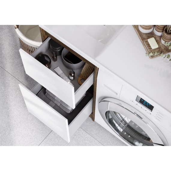 Тумба напольная с раковиной-столешницей Акватон Лондри 105 см 1A2670K2LHDR0 (раковина слева) дуб рустикальный/белый фото 6