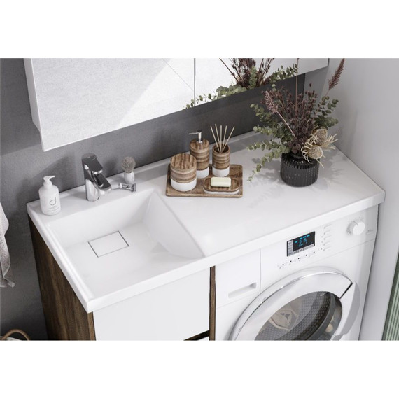 Тумба напольная с раковиной-столешницей Акватон Лондри 105 см 1A2670K2LHDR0 (раковина слева) дуб рустикальный/белый фото 7