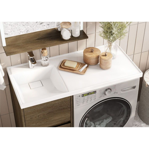 Тумба напольная с раковиной-столешницей Акватон Лондри 105 см 1A2670K1LHDY0 (раковина слева) дуб кантри фото 7