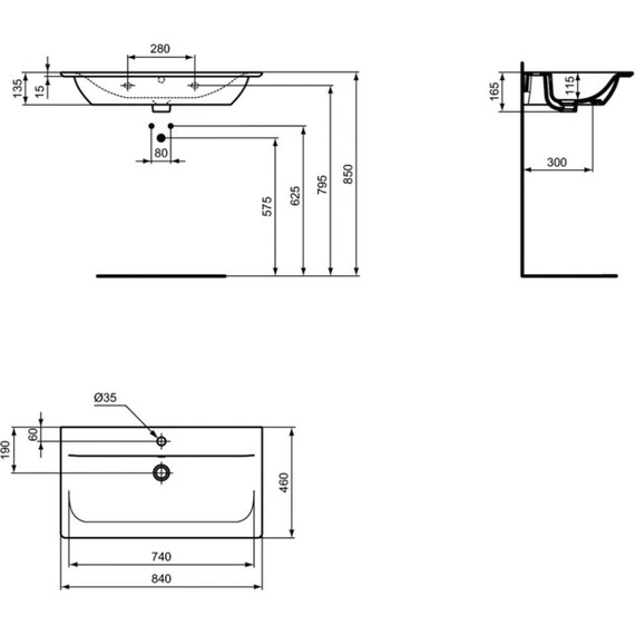 Тумба подвесная с раковиной Ideal Standard Connect Air 85 см E0819B2+E027901 фото 9