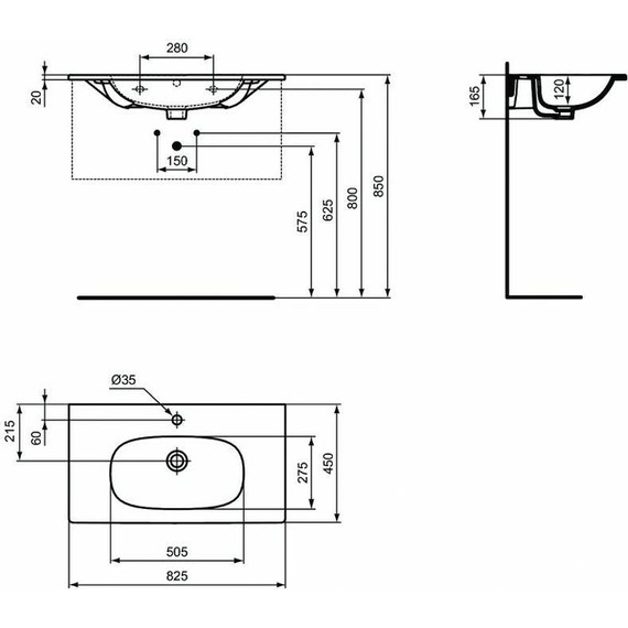 Тумба подвесная с раковиной-столешницей Ideal Standard Tesi 80 см T0051OV+T350901 фото 10