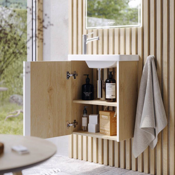 Тумба подвесная с раковиной Aqwella Urban 45 см URB0145DD, дуб давос, Цвет фасада: светлое дерево фото 7