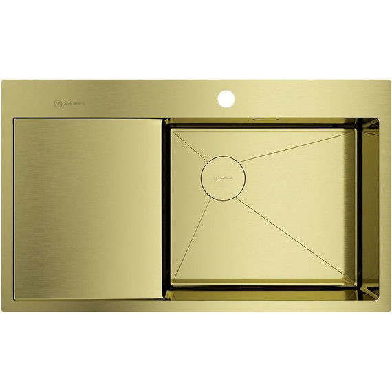 Кухонная мойка Omoikiri Akisame 86 Side LG-R (4997046) 1,2 мм, светлое золото, Цвет производителя: светлое золото фото 