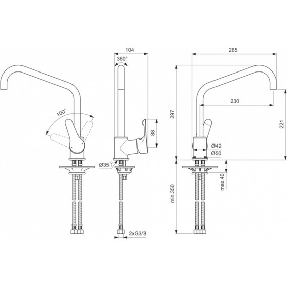Смеситель для кухни Ideal Standard Alpha BC660AA фото 2
