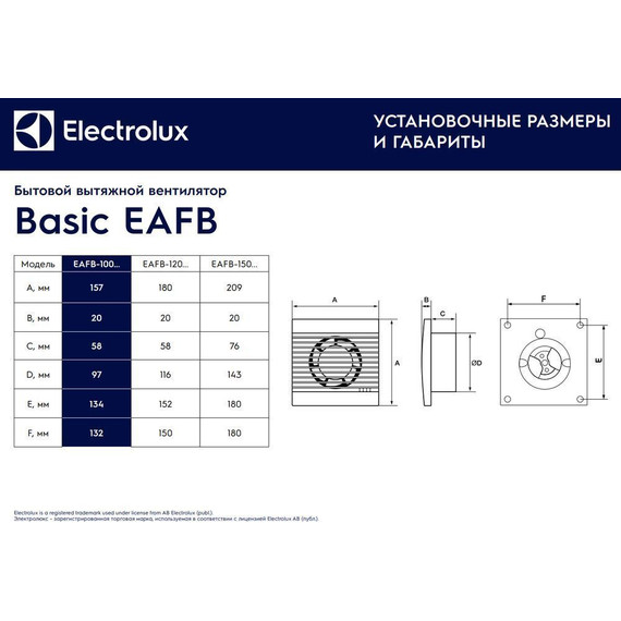 Вентилятор вытяжной с таймером и гигростатом Electrolux Basic EAFB-100TH - 6 Вентилятор вытяжной с таймером и гигростатом Electrolux Basic EAFB-100TH фото 6