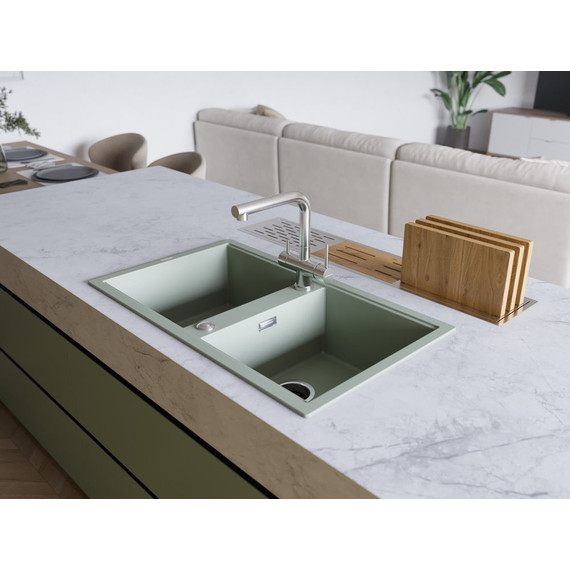 Кухонная мойка Omoikiri Kitagawa 86-2 WG 4993731, wind green, Цвет производителя: wind green - 2 Кухонная мойка Omoikiri Kitagawa 86-2 WG 4993731, wind green, Цвет производителя: wind green фото 2