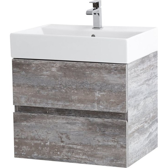 Тумба подвесная с раковиной Cezares MOLVENO 46-60-2C-SO-LG 60 см, Legno Grigio фото 3