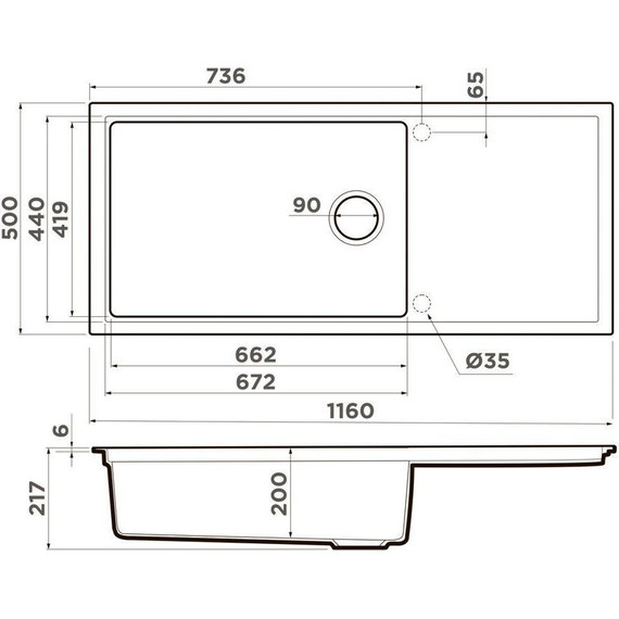 Кухонная мойка Omoikiri Sintesi 116 WH 4997121, белый, Цвет производителя: белый - 2 Кухонная мойка Omoikiri Sintesi 116 WH 4997121, белый, Цвет производителя: белый фото 2
