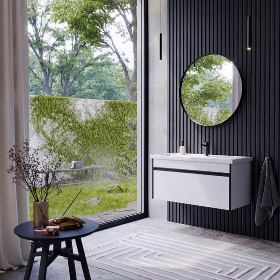 Тумба подвесная с раковиной Aqwella Urban 100 см URB0110W, белый глянцевый, Цвет фасада: белый фото 6