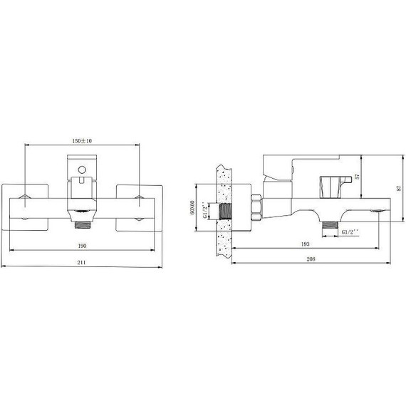 Смеситель для ванны Belz B60613-3, графит, Цвет производителя: оружейная сталь фото 3