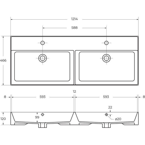 Тумба подвесная с раковиной Cezares MOLVENO 46-120-2C-SO-2-NR 120 см (раковина CZR-MIL-120-2-LVB), Nero фото 13