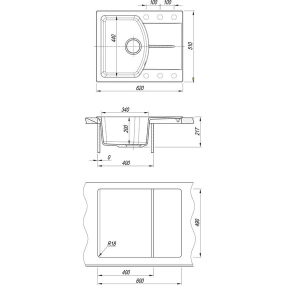 Кухонная мойка Florentina Паола 620, грей, Цвет производителя: грей фото 4