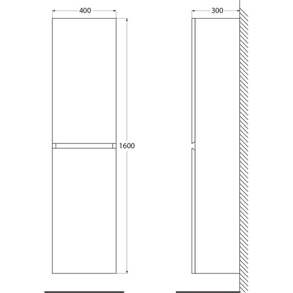 Пенал подвесной Cezares MOLVENO-1600-2A-SC-NC 40 см, Noce Chiaro фото 7
