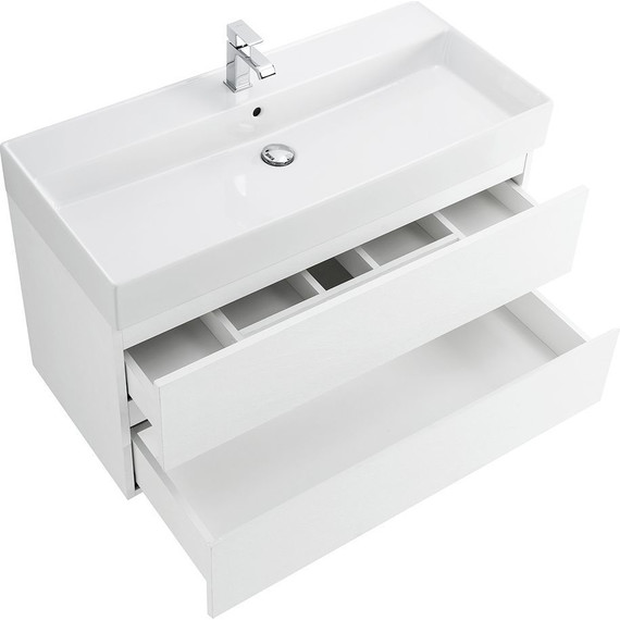 Тумба подвесная с раковиной Cezares MOLVENO 46-100-2C-SO-BG 100 см (раковина CZR-MIL-100-LVB), Bianco Ghiaccio фото 6