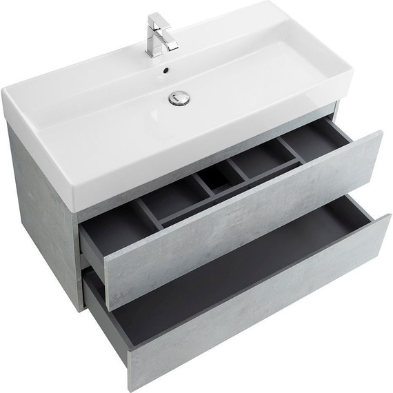 Тумба подвесная с раковиной Cezares MOLVENO 46-120-2C-SO-BET 120 см (раковина CZR-MIL-120-LVB), Beton фото 5