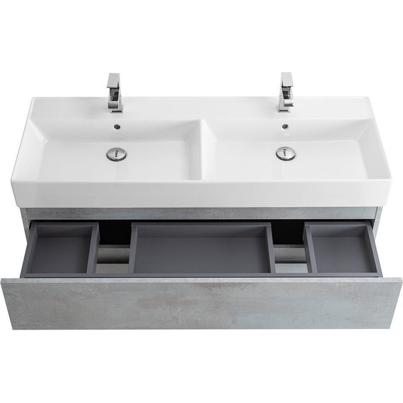 Тумба подвесная с раковиной Cezares MOLVENO 46-120-2C-SO-2-BET 120 см (раковина CZR-MIL-120-2-LVB), Beton фото 6