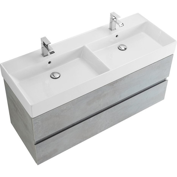 Тумба подвесная с раковиной Cezares MOLVENO 46-120-2C-SO-2-BET 120 см (раковина CZR-MIL-120-2-LVB), Beton фото 7