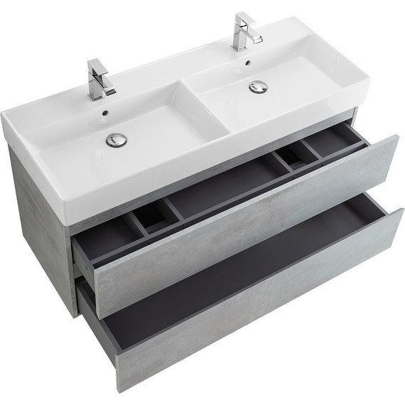Тумба подвесная с раковиной Cezares MOLVENO 46-120-2C-SO-2-BET 120 см (раковина CZR-MIL-120-2-LVB), Beton фото 8