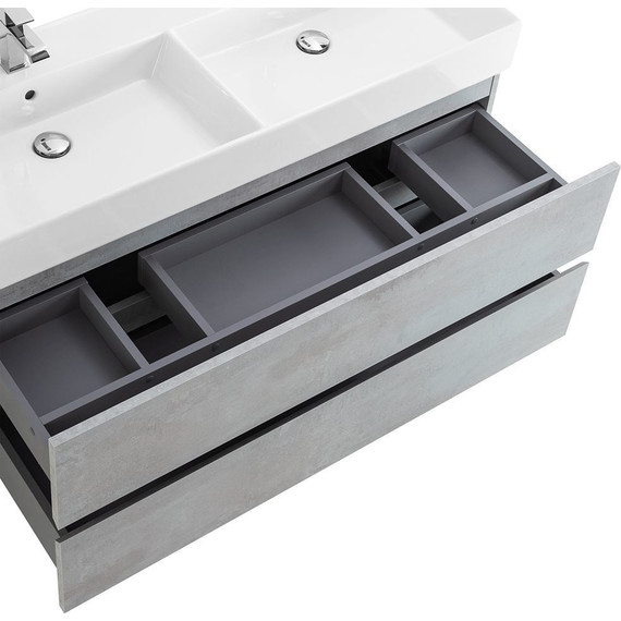 Тумба подвесная с раковиной Cezares MOLVENO 46-120-2C-SO-2-BET 120 см (раковина CZR-MIL-120-2-LVB), Beton фото 9