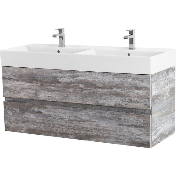 Тумба подвесная с раковиной Cezares MOLVENO 46-120-2C-SO-2-LG 120 см (раковина CZR-MIL-120-2-LVB), Legno Grigio фото 3