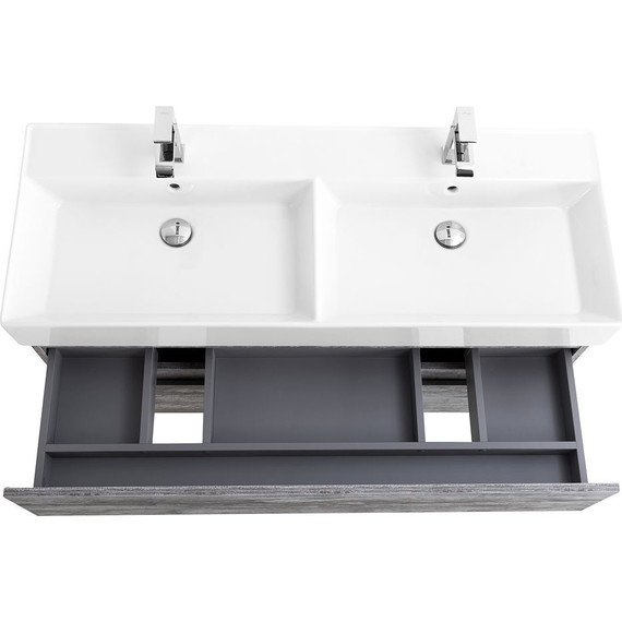 Тумба подвесная с раковиной Cezares MOLVENO 46-120-2C-SO-2-LG 120 см (раковина CZR-MIL-120-2-LVB), Legno Grigio фото 8