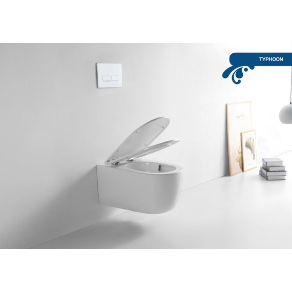 Унитаз подвесной безободковый Sole Typhoon (смыв торнадо) с тонкой крышкой микролифт фото 7