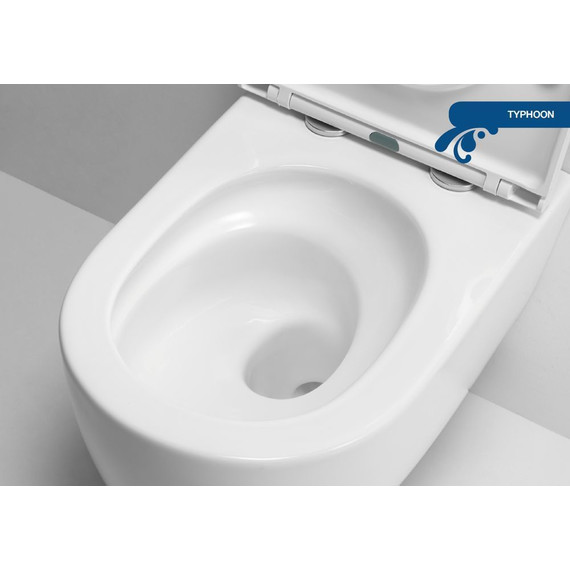 Унитаз подвесной безободковый Sole Typhoon (смыв торнадо) с тонкой крышкой микролифт фото 4