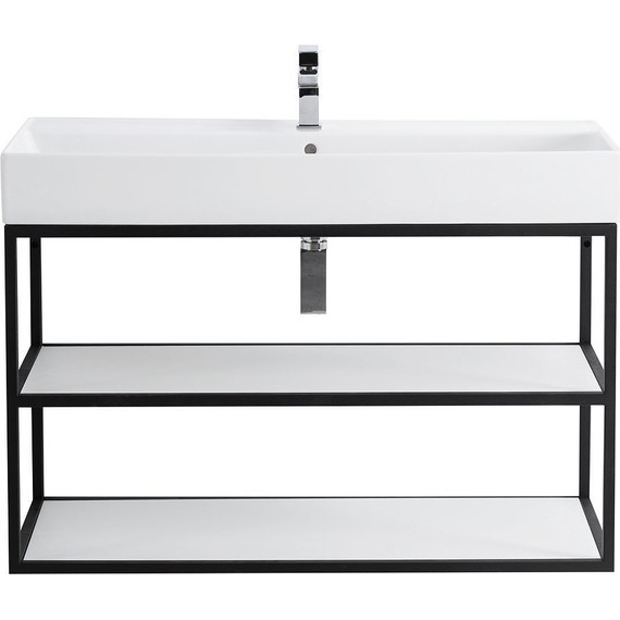 Консоль подвесная с раковиной Cezares CADRO-100/46/58-2C-SO-MET-ST 100 см, Nero/Bianco фото 2