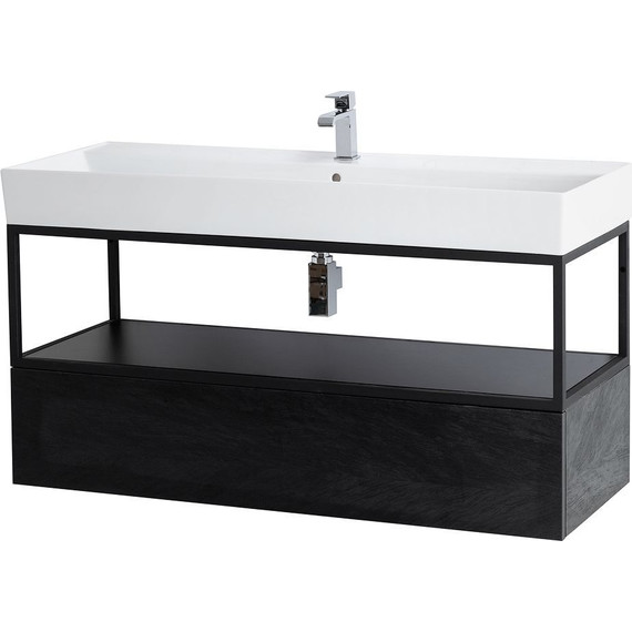 Тумба подвесная с раковиной Cezares CADRO-100-1C-SO-NR-BLUM 100 см, Nero фото 2