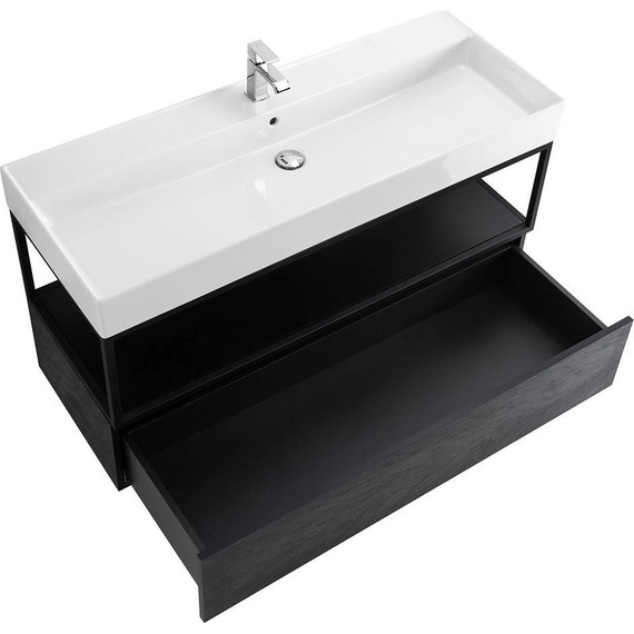 Тумба подвесная с раковиной Cezares CADRO-100-1C-SO-NR-BLUM 100 см, Nero фото 3