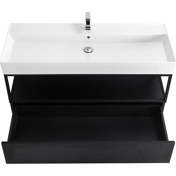 Тумба подвесная с раковиной Cezares CADRO-100-1C-SO-NR-BLUM 100 см, Nero фото 4