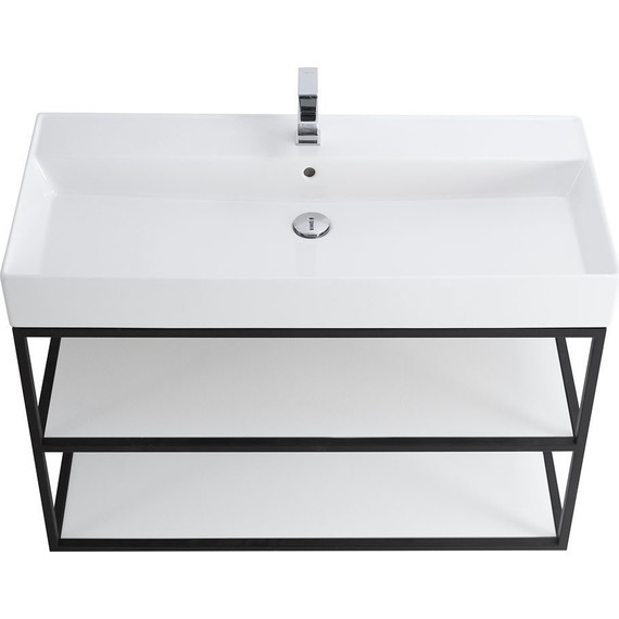 Консоль подвесная с раковиной Cezares CADRO-100/46/58-2C-SO-MET-ST 100 см, Nero/Bianco фото 4