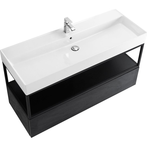 Тумба подвесная с раковиной Cezares CADRO-100-1C-SO-NR-BLUM 100 см, Nero фото 6