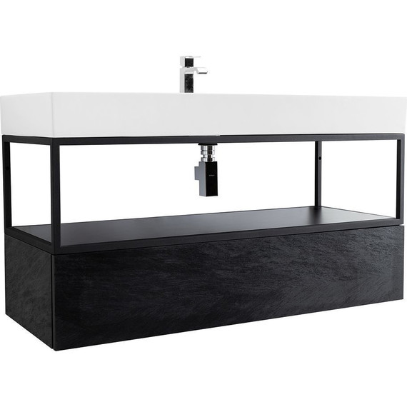 Тумба подвесная с раковиной Cezares CADRO-100-1C-SO-NR-BLUM 100 см, Nero фото 7