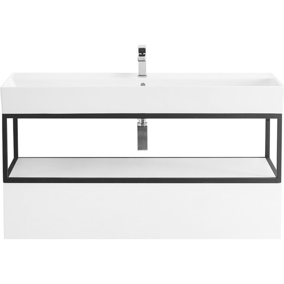 Тумба подвесная с раковиной Cezares CADRO-100-1C-SO-BG-BLUM 100 см, Bianco Ghiaccio/Nero фото 