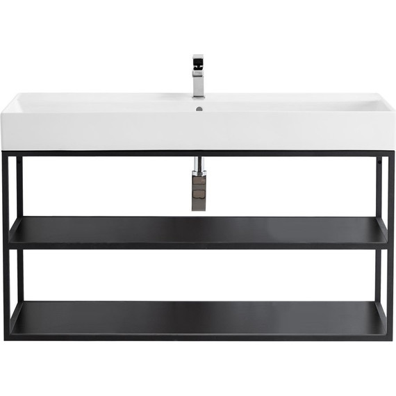 Консоль подвесная с раковиной Cezares CADRO-120/46/58-2C-SO-MET-ST 120 см, Nero фото 2