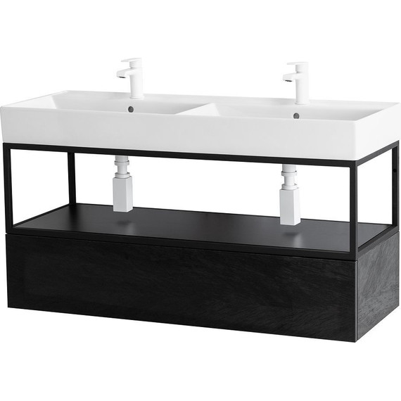 Тумба подвесная с раковиной Cezares CADRO-120-1C-SO-NR-BLUM 120 см, Nero - 2 Тумба подвесная с раковиной Cezares CADRO-120-1C-SO-NR-BLUM 120 см, Nero фото 2