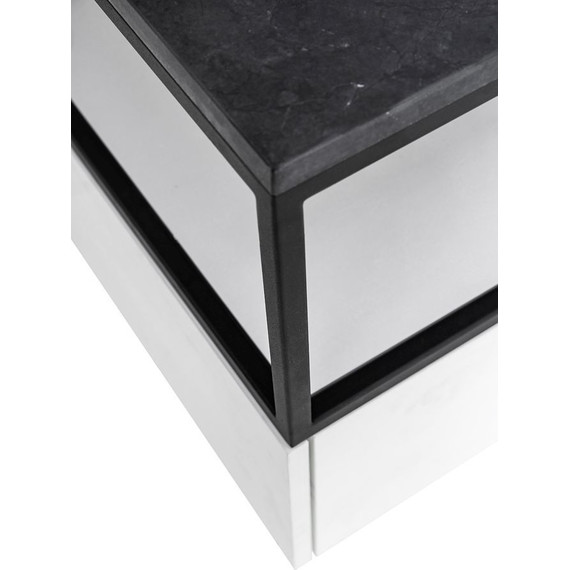 Тумба подвесная со столешницей Cezares CADRO-80-1C-SO-BG-BLUM 80 см, Bianco Ghiaccio/Nero/Marmo Nero Opaco фото 5